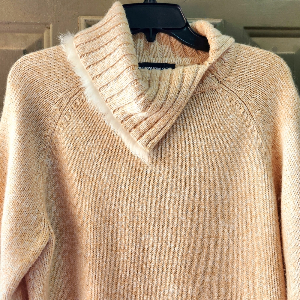 🔥Vintage Norton McNaughton Supersoft Sweater Faux Fur Trim Size Large Cozy